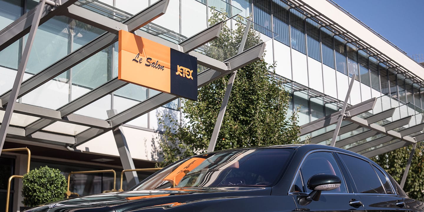 The entrance, with a car waiting