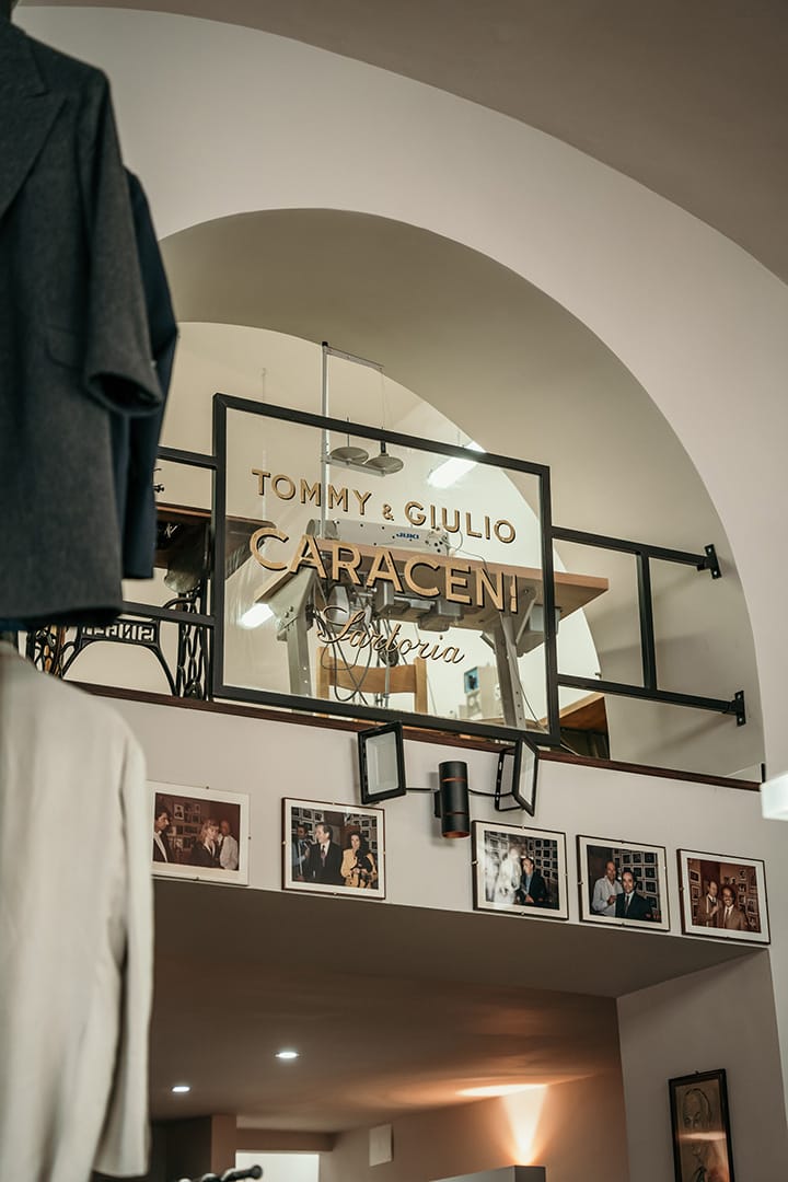 Inside the atelier, the workroom above
