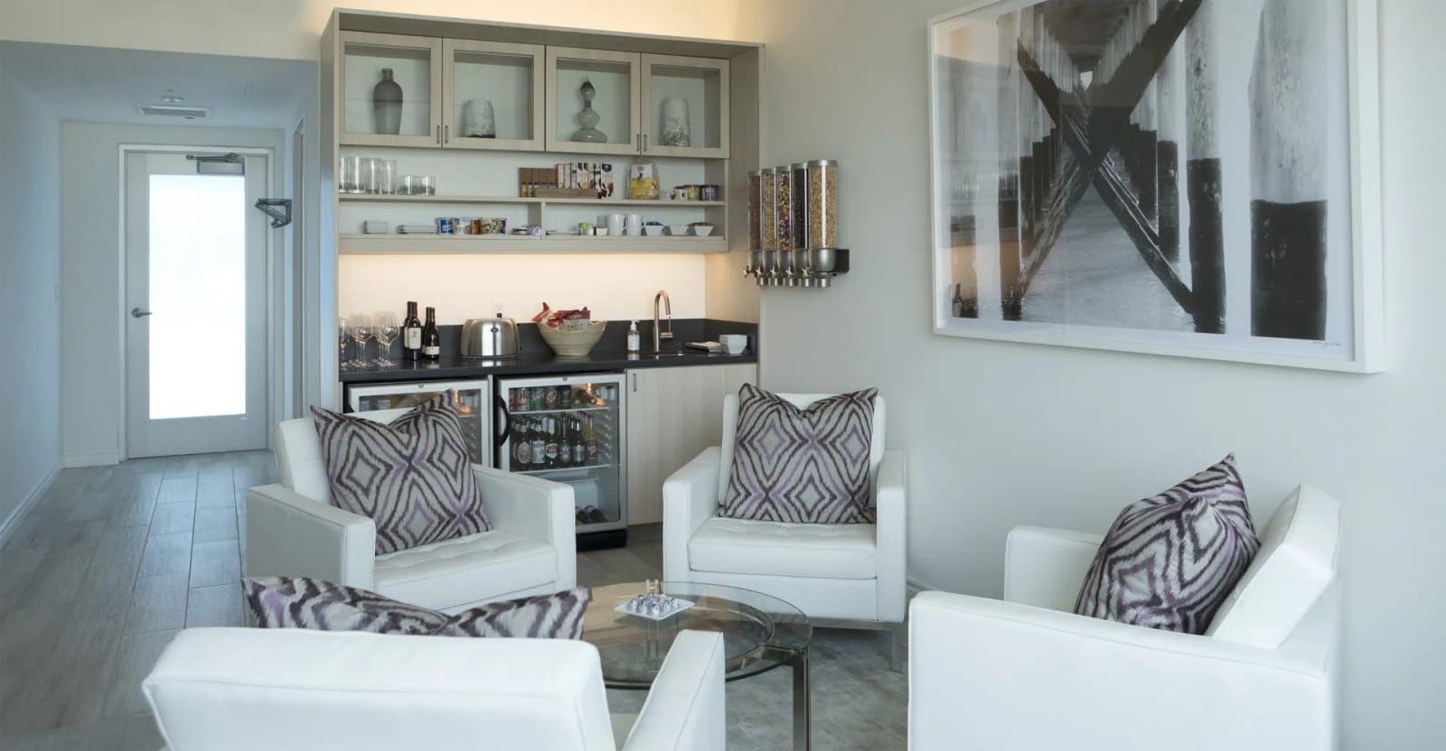 A private suite with a pantry